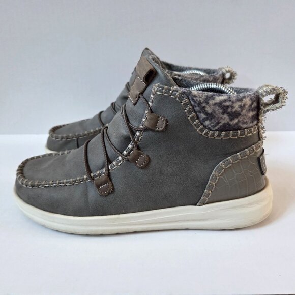 Hey Dude Eloise Boots Womens 8 Granite Gray Recycled Leather Ankle Booties - Picture 1 of 10